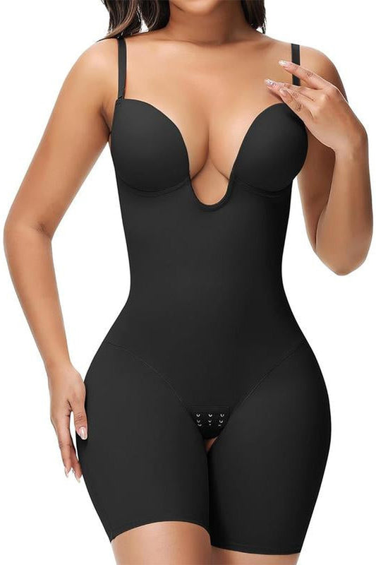 Shapewear Women - Strapless Backless Bodysuit with Deep U Neckline