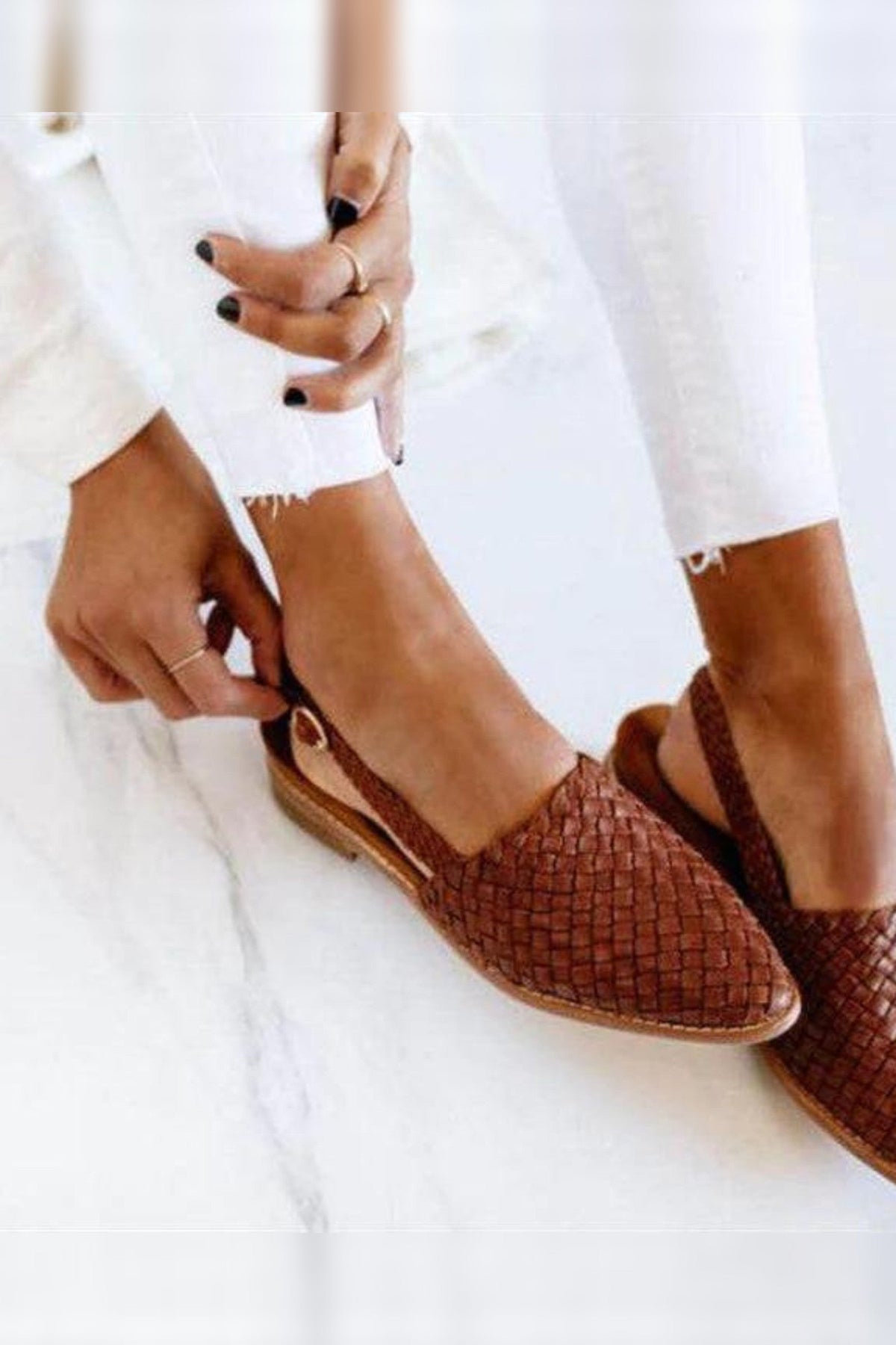 Ballet Flats Women - Lightweight Woven Ballet Flats with Cushioned Sole