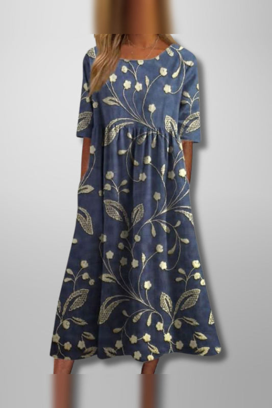 Midi Dress Women - Floral Print Flowing Midi Dress
