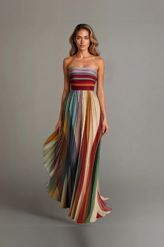 Maxi Dress Women - Pleated Strapless Maxi Dress