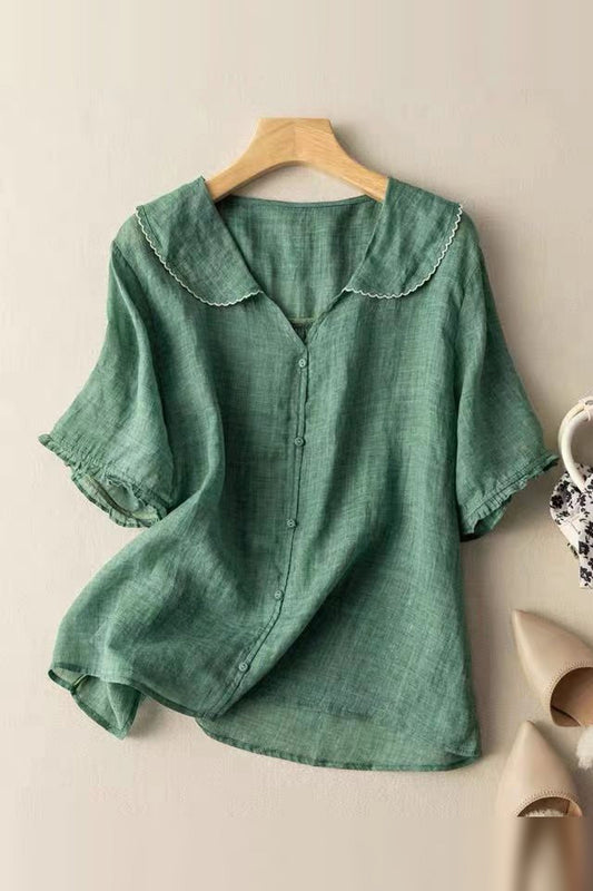 Blouse Women - Scalloped Collar Vintage Blouse