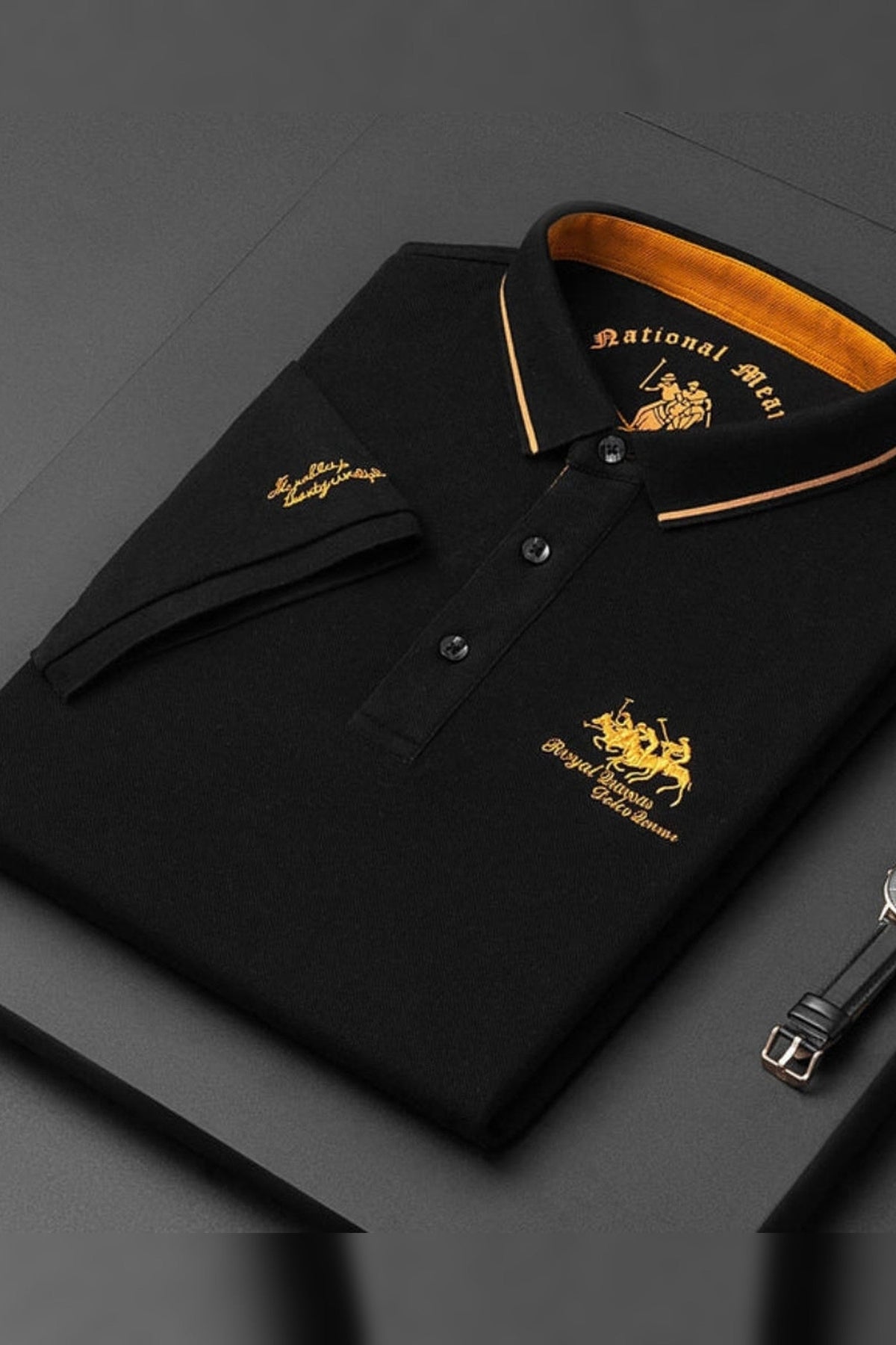 Polo Shirt Men - Fitted Polo Shirt with Ribbed Collar