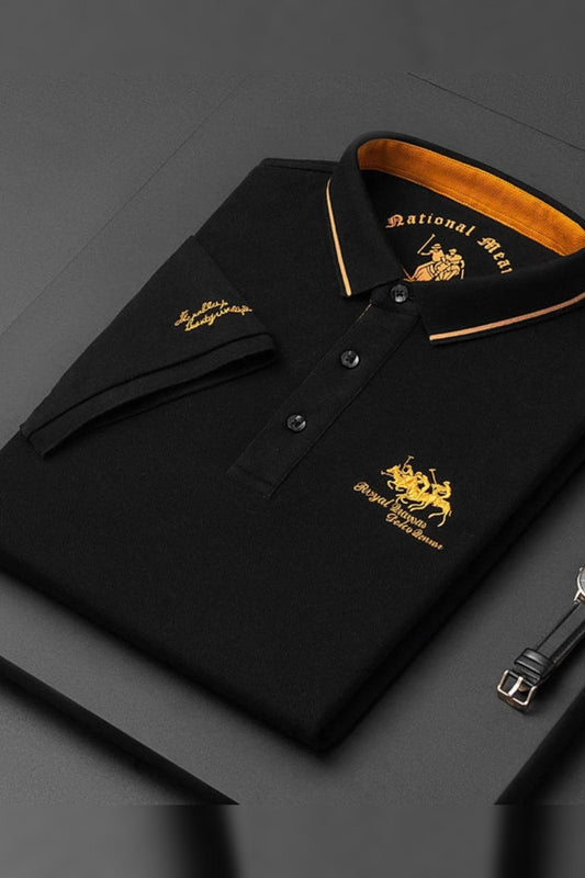 Polo Shirt Men - Fitted Polo Shirt with Ribbed Collar