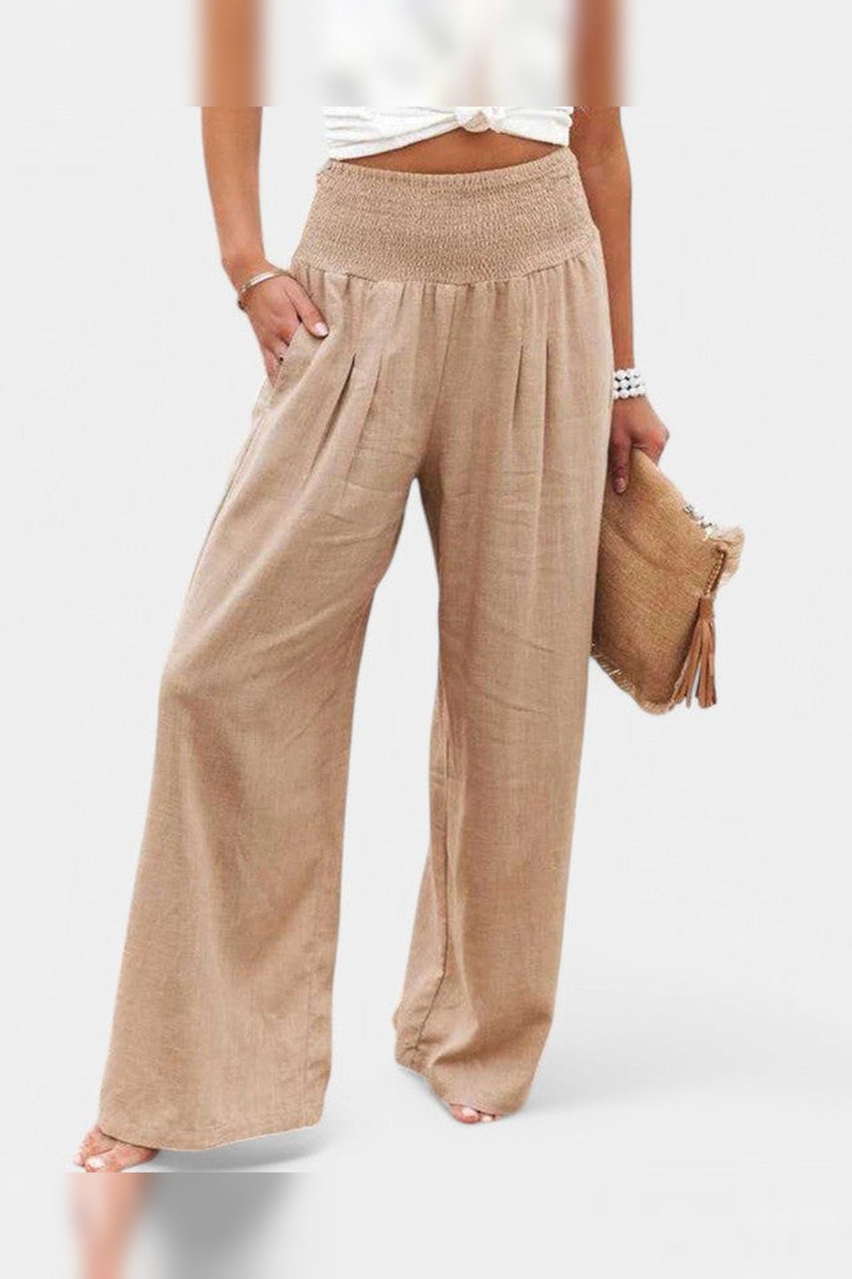 Trousers Women - Wide Leg Trousers with Elastic Waist