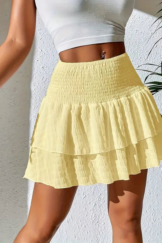 Midi Skirt Women - Pleated Skirt with Ruffle Detail