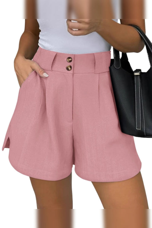 Shorts Women - Ribbed High-Waist Shorts with Straight Leg