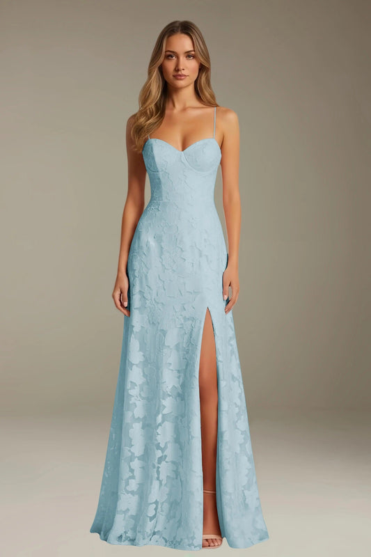Maxi Dress Women - Floral Lace Maxi Dress with Side Slit