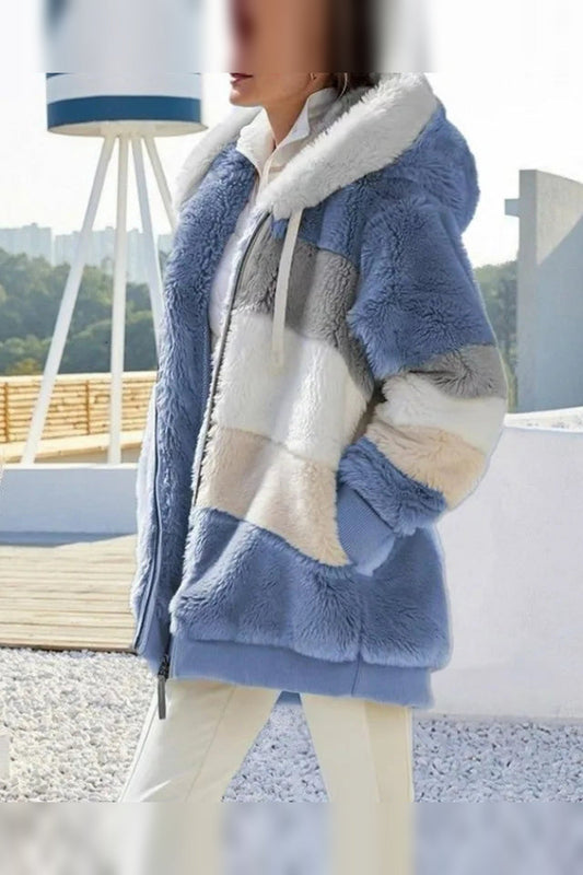 Jacket Women - Oversized Hooded Jacket with Plush Lining