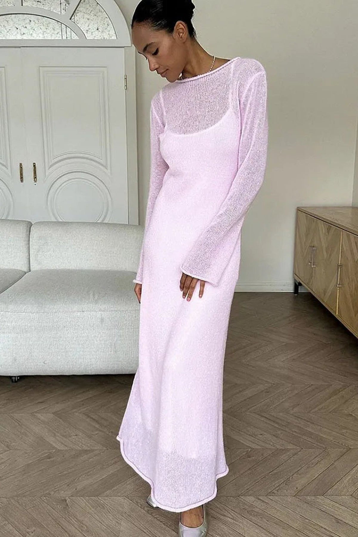 Dress Women - Knitted Midi Dress with Sweater Vest