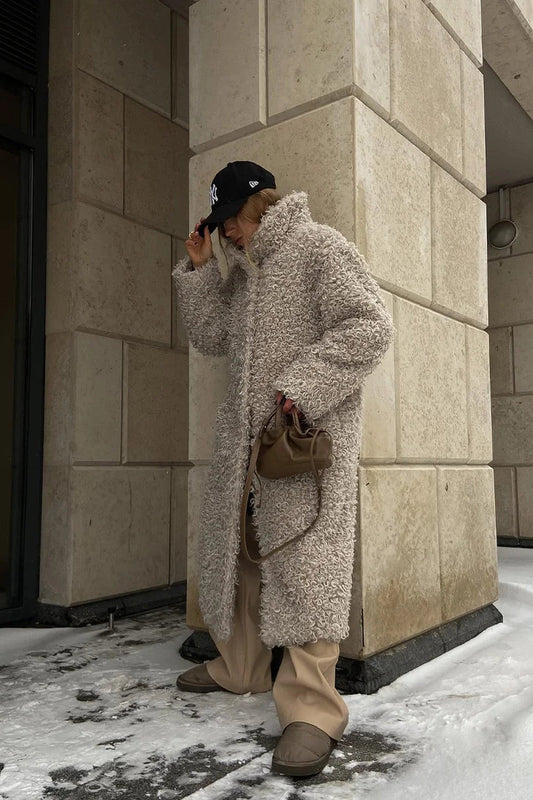 Coat Women - Faux Fur Shearling Coat with Longline Cut