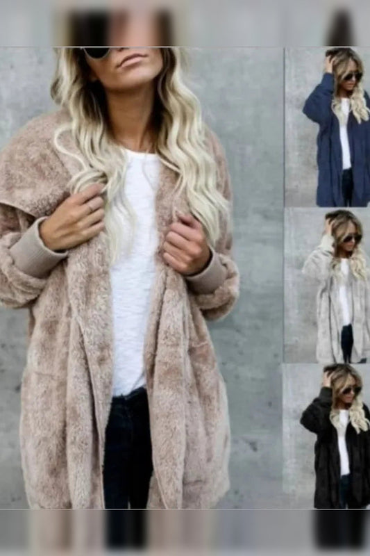Cardigan Women - Fleece Hooded Cardigan with Open Front