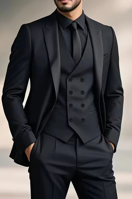Suit Men - Double-Breasted Slim Fit Suit with Waistcoat
