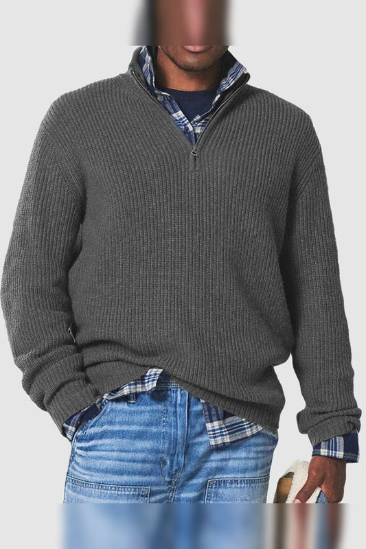 Jumper Men - Quarter-Zip Ribbed Jumper