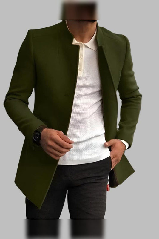 Jacket Men - Wool Slim Fit Jacket with Stand Collar