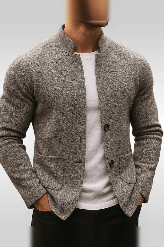 Jacket Men - Button-Front Knit Jacket with Stand Collar