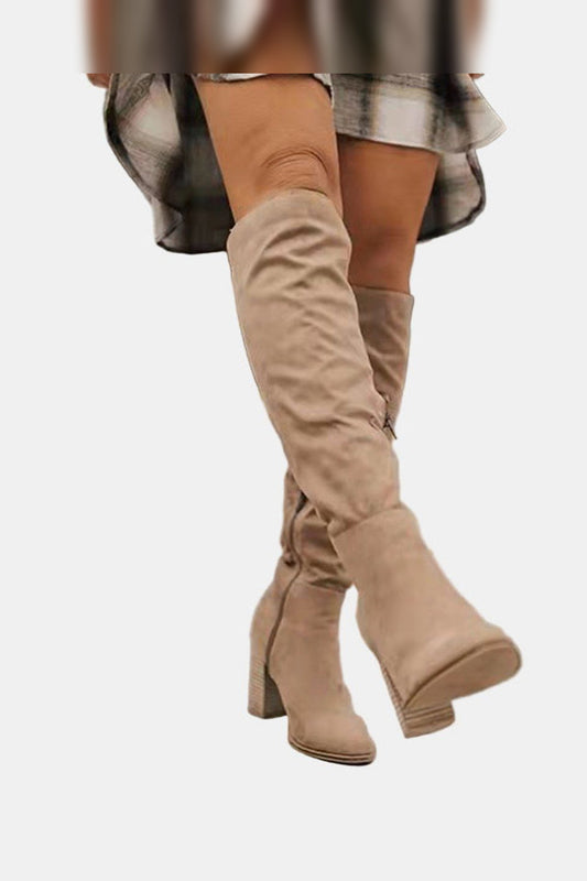 Thigh High Boots Women - Over-The-Knee Thigh High Boots with Block Heel