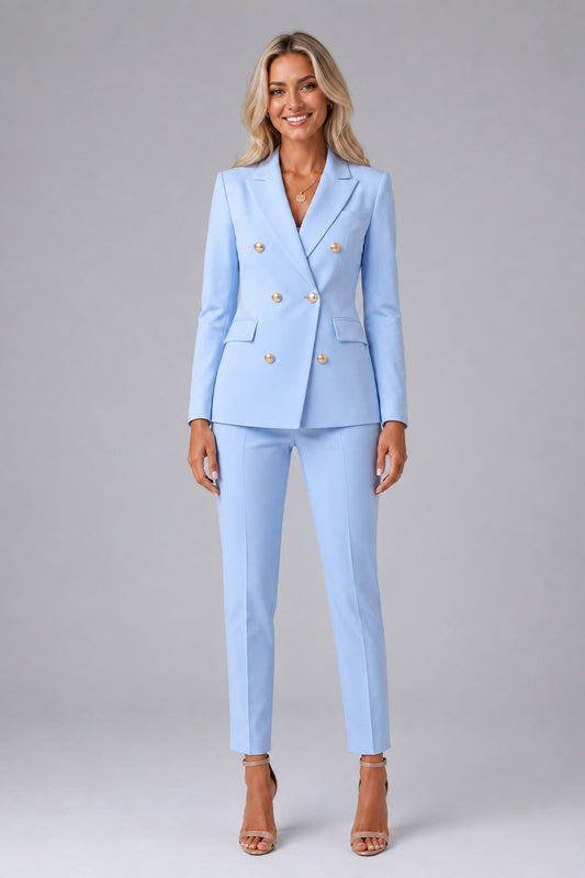 Blazer Women - Double-Breasted Tailored Blazer with Trousers