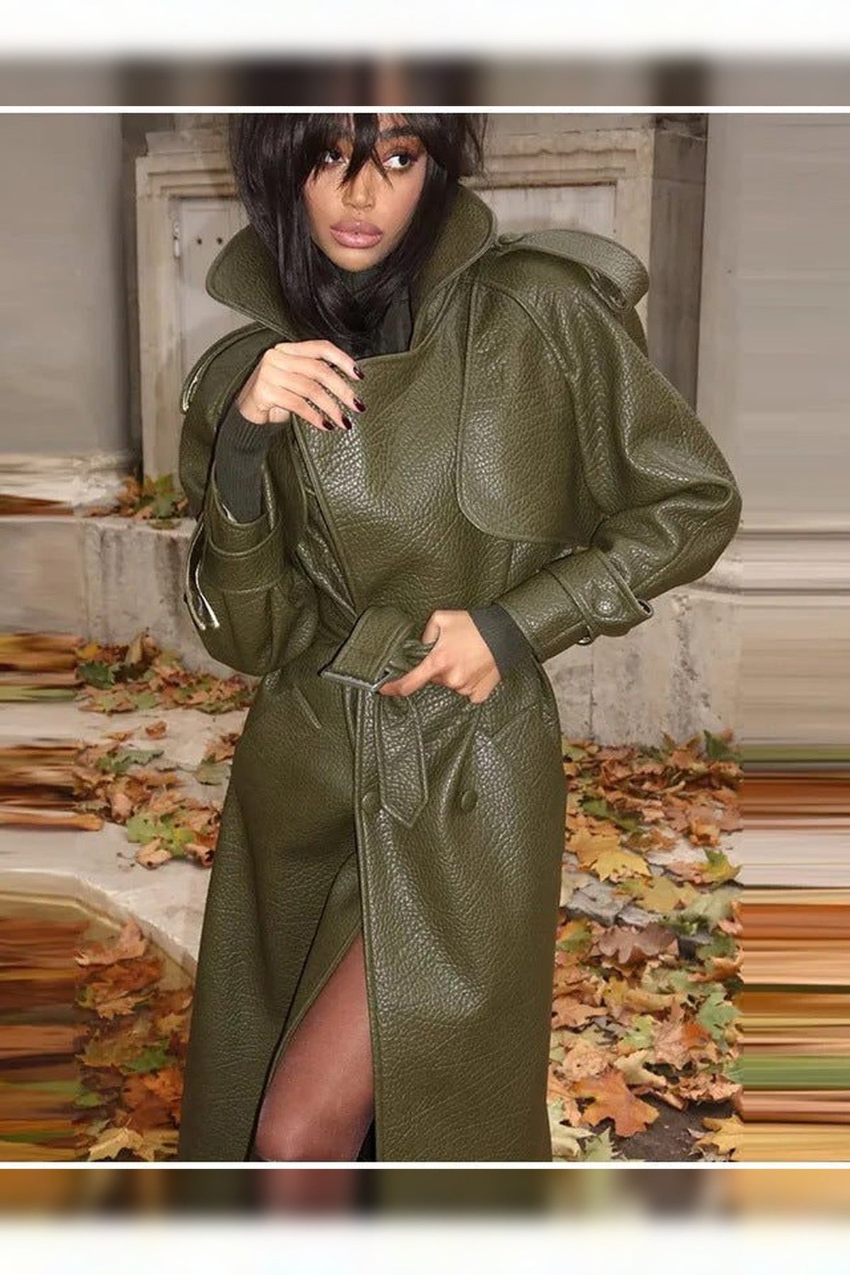 Trench Coat Women - Belted Leather Trench Coat