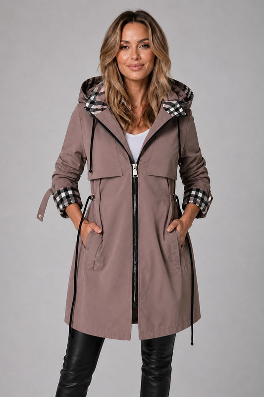 Jacket Women - Belted Lightweight Jacket with Hood