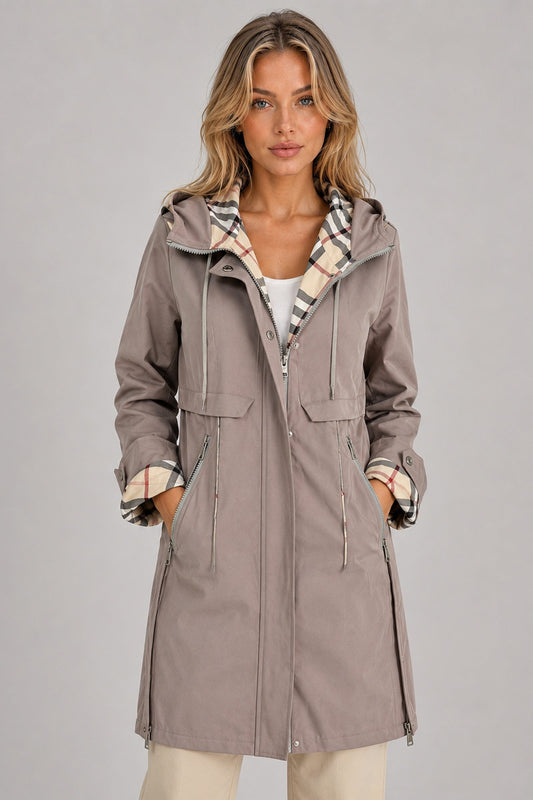 Coat Women - Zip-Front Lightweight Coat with Hood