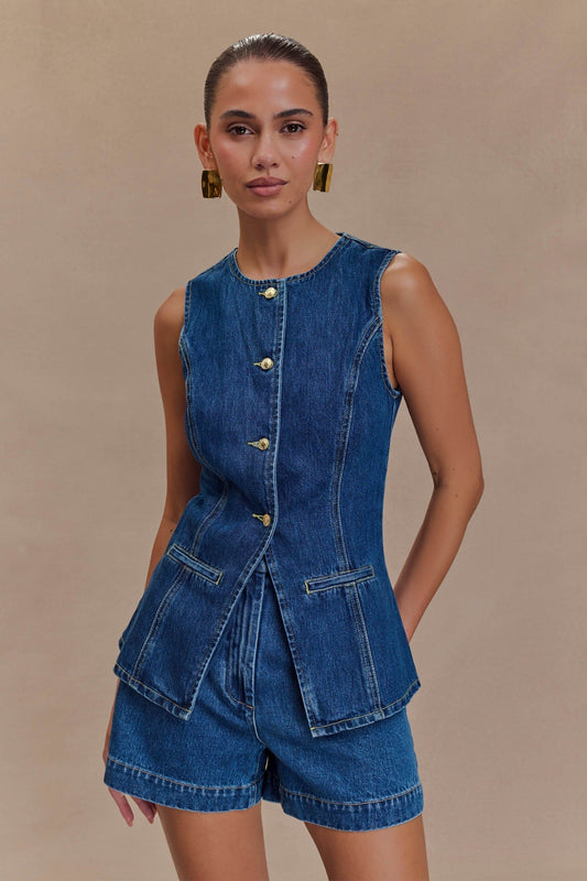 Set Women - High-Waist Structured Outfit with Sleeveless Cut