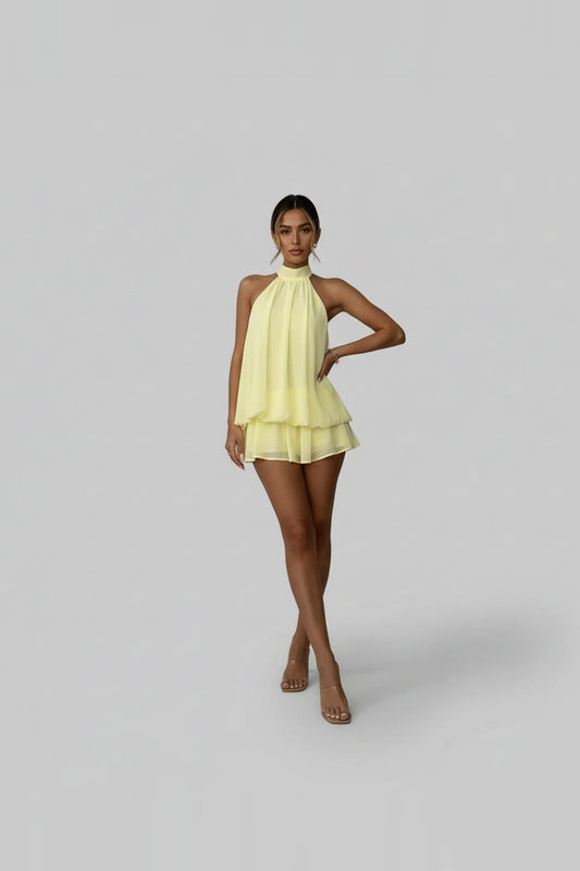 Mini Dress Women - Polka Dot Lightweight Mini Dress with Sleeveless Cut
