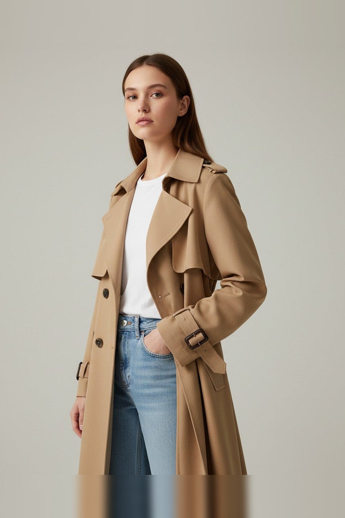 Trench Coat Women - Belted Cotton Trench Coat