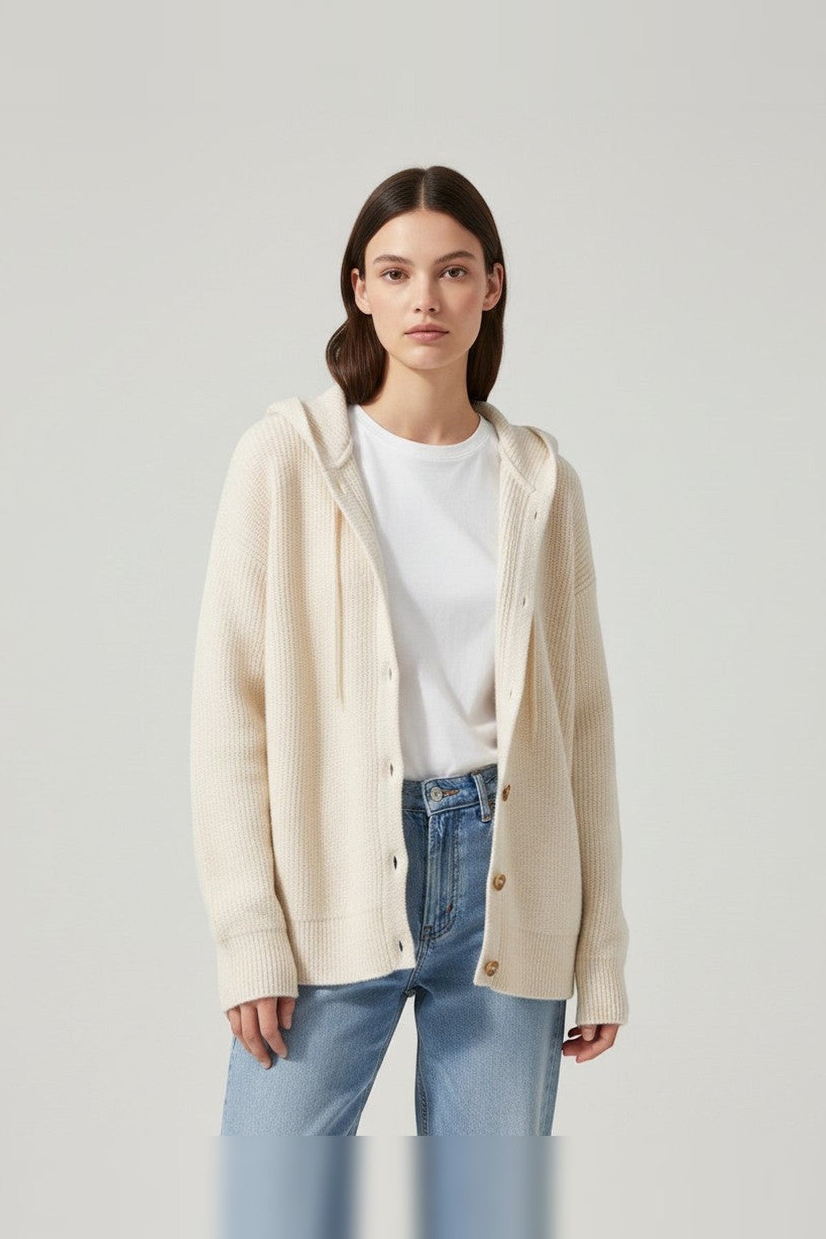 Jacket Women - Knit Relaxed Fit Jacket with Hood