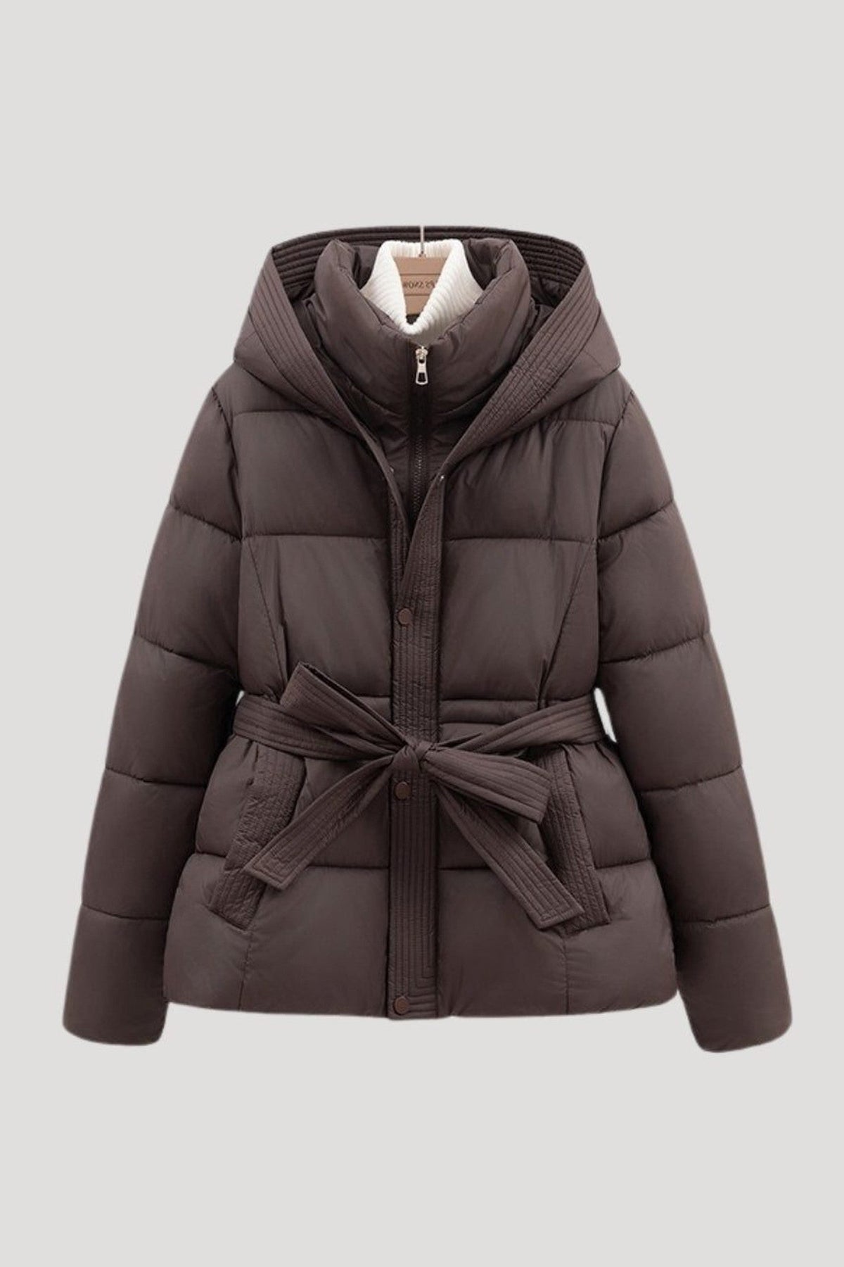 Coat Women - Black Puffer Ribbed Coat
