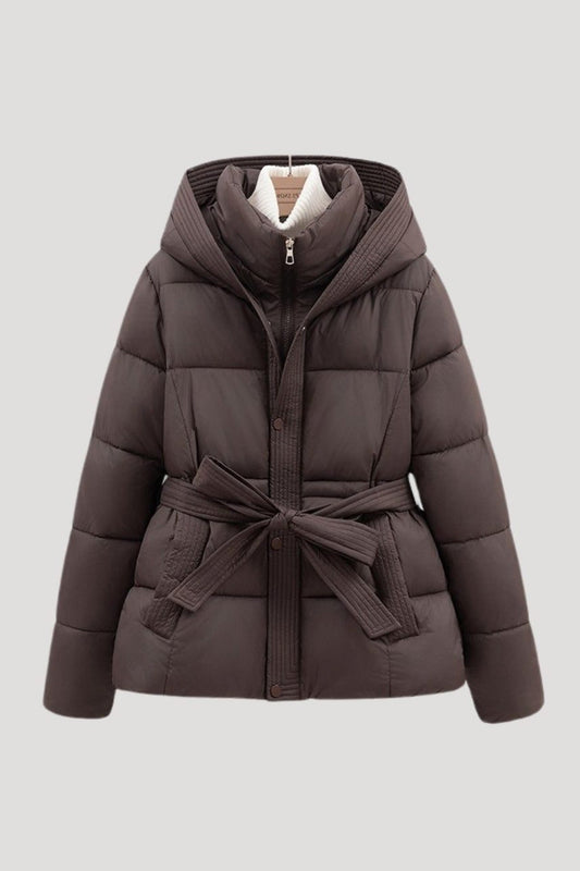 Coat Women - Black Puffer Ribbed Coat