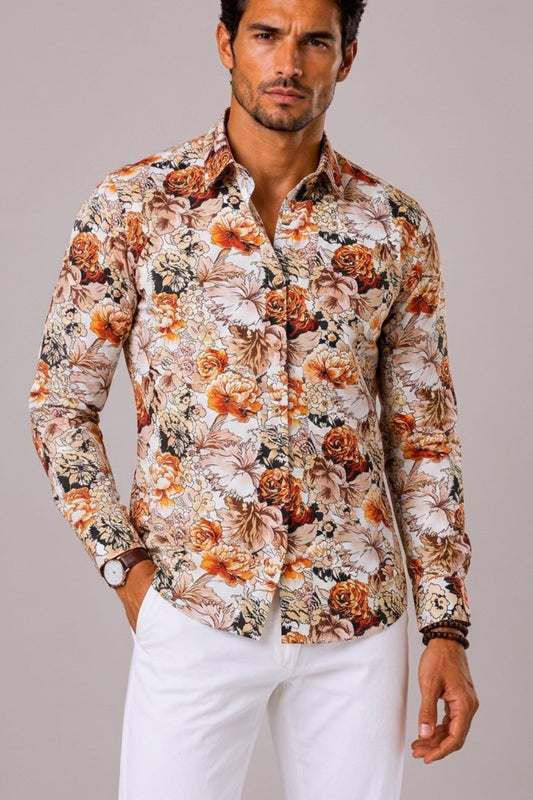 Shirt Men - Floral Shirt with Long Sleeve