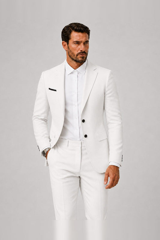 Suit Men - Slim Fit Two-Button Suit with Cut