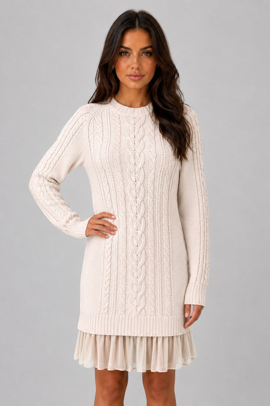 Dress Women - Cable Knit Sweater Dress