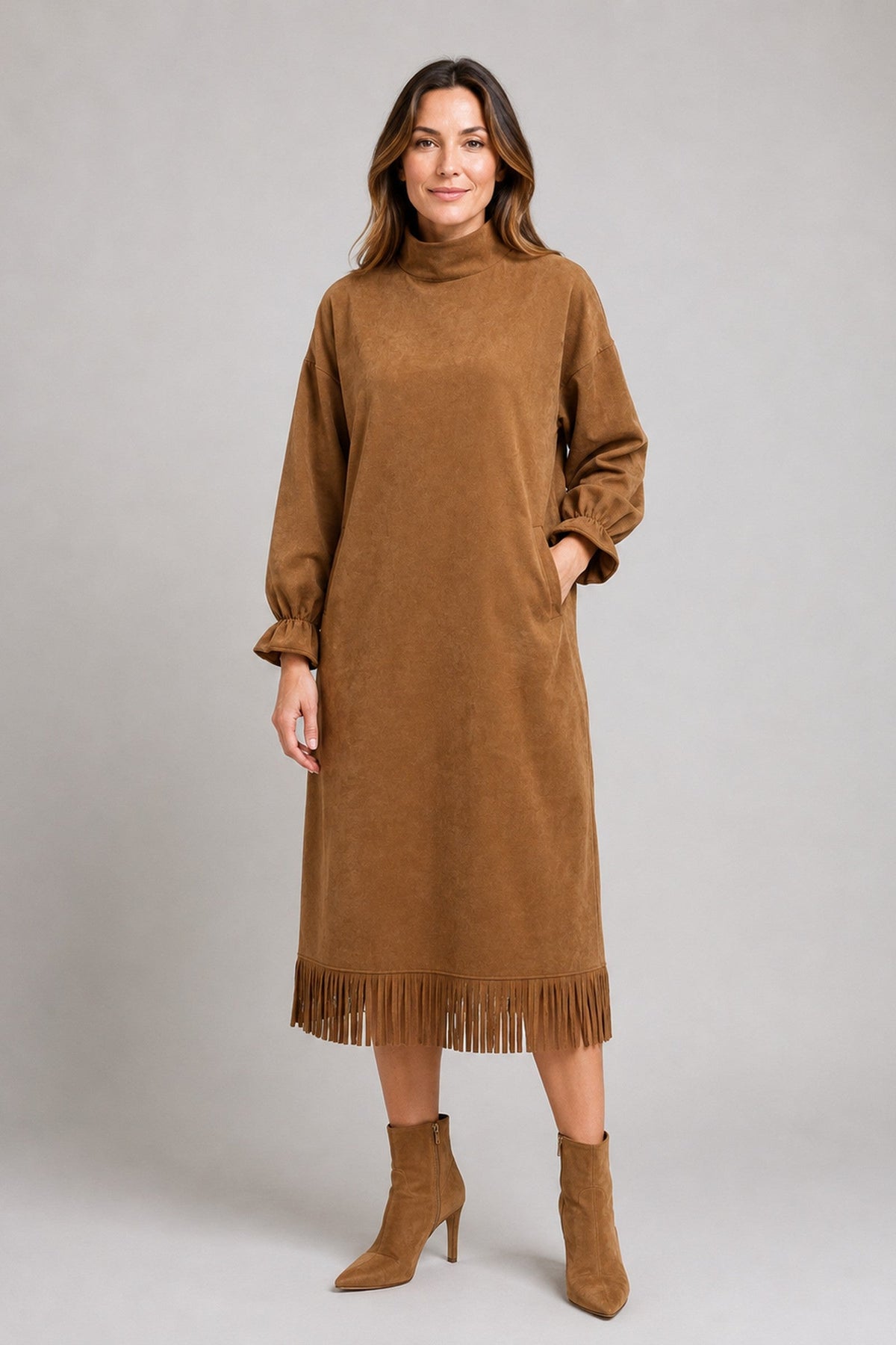 Midi Dress Women - Fringe Midi Dress with Hem