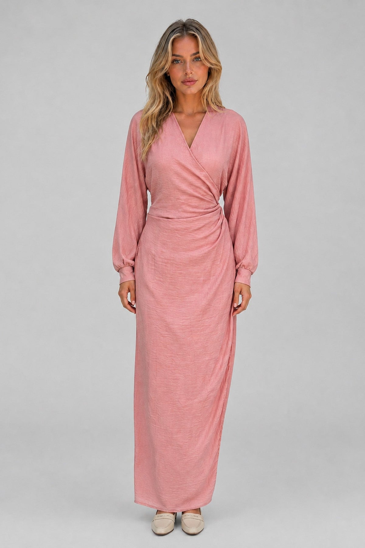 Maxi Dress Women - V-Neck Wrap Maxi Dress with Silhouette