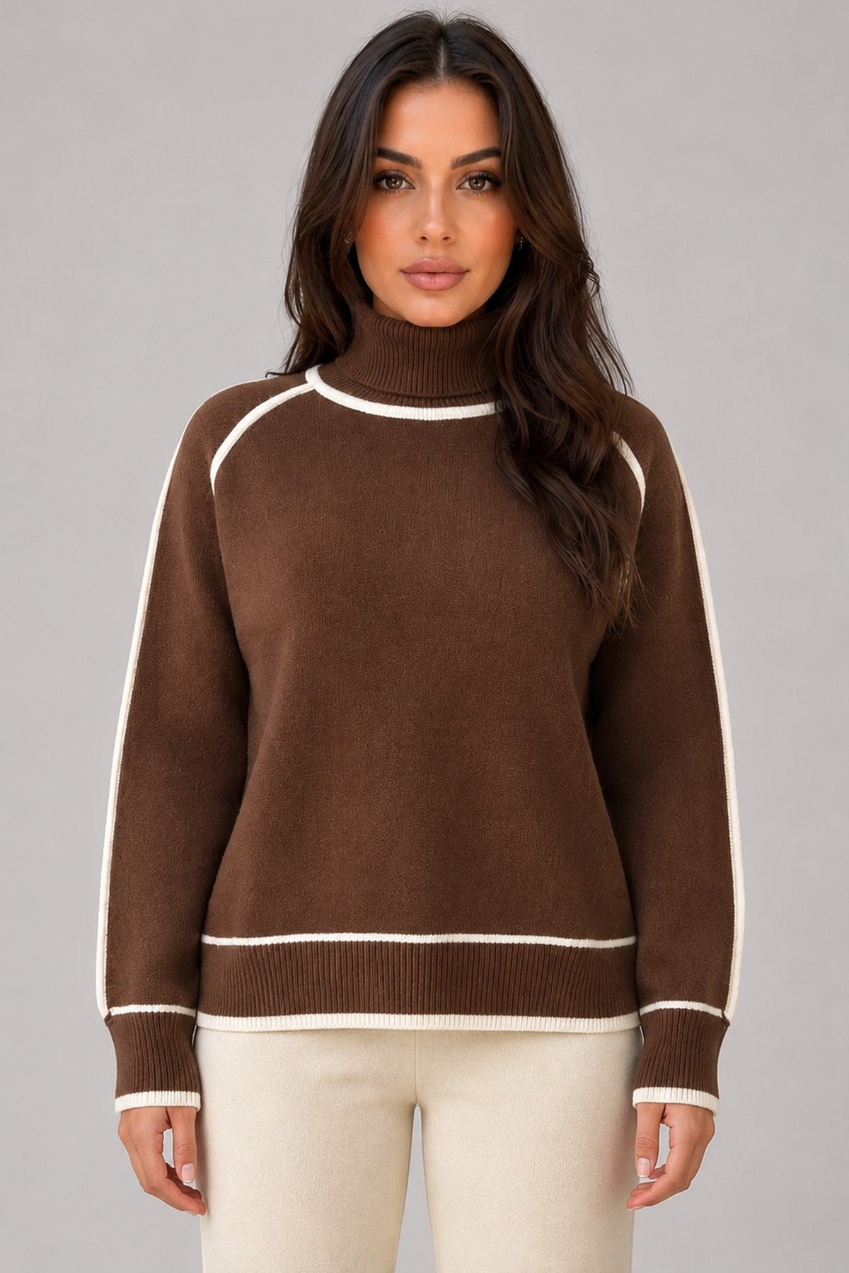 Cardigan Women - Jumper Soft Cardigan with Roll Neck