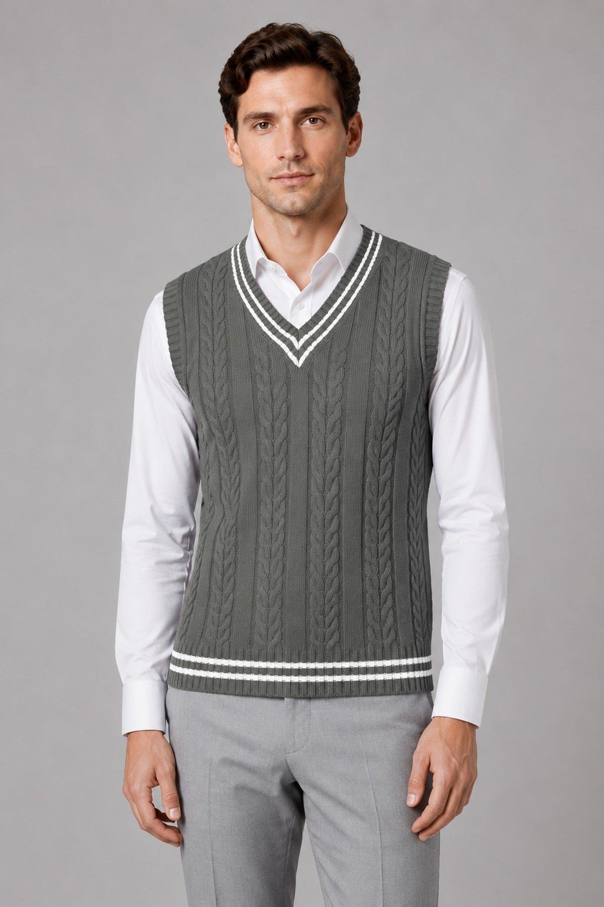 Jumper Men - Cable Knit Vest Jumper