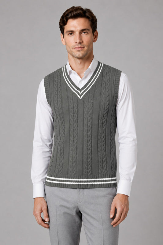Jumper Men - Cable Knit Vest Jumper