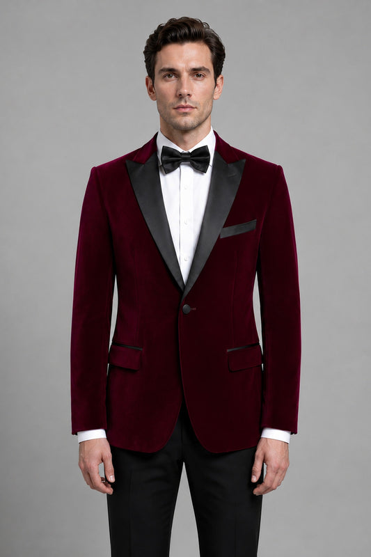 Blazer Men - Velvet Blazer with Peak Lapel