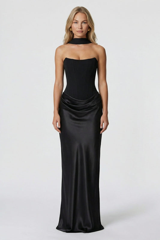 Maxi Dress Women - Strapless Corset Maxi Dress