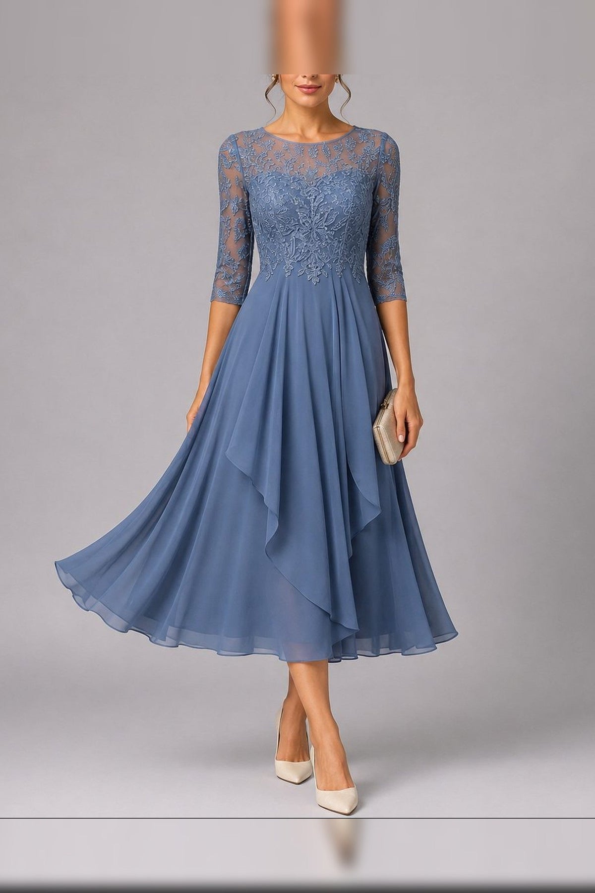 Midi Dress Women - Lace Embroidered Midi Dress