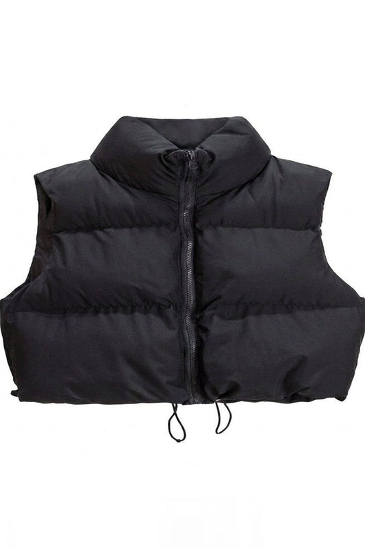 Gilet Women - Cropped Puffer Gilet with Stand Collar