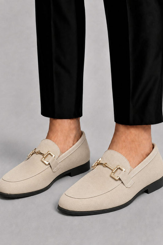 Loafers Men - Suede Look Loafers with Buckle Detail
