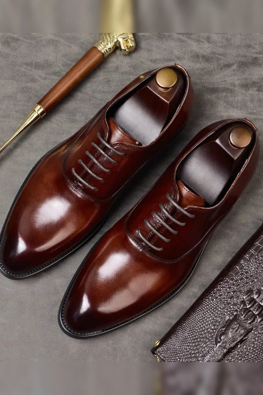 Oxford Shoes Men - Lace-Up Oxford Shoes with Polished Finish