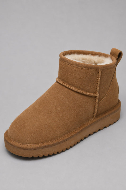 Ankle Boots Women - Suede Look Ankle Boots with Shearling Lining