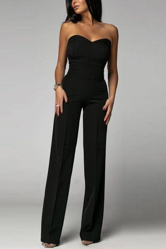 Jumpsuit Women - Strapless Wide Leg Jumpsuit with Sweetheart Neckline