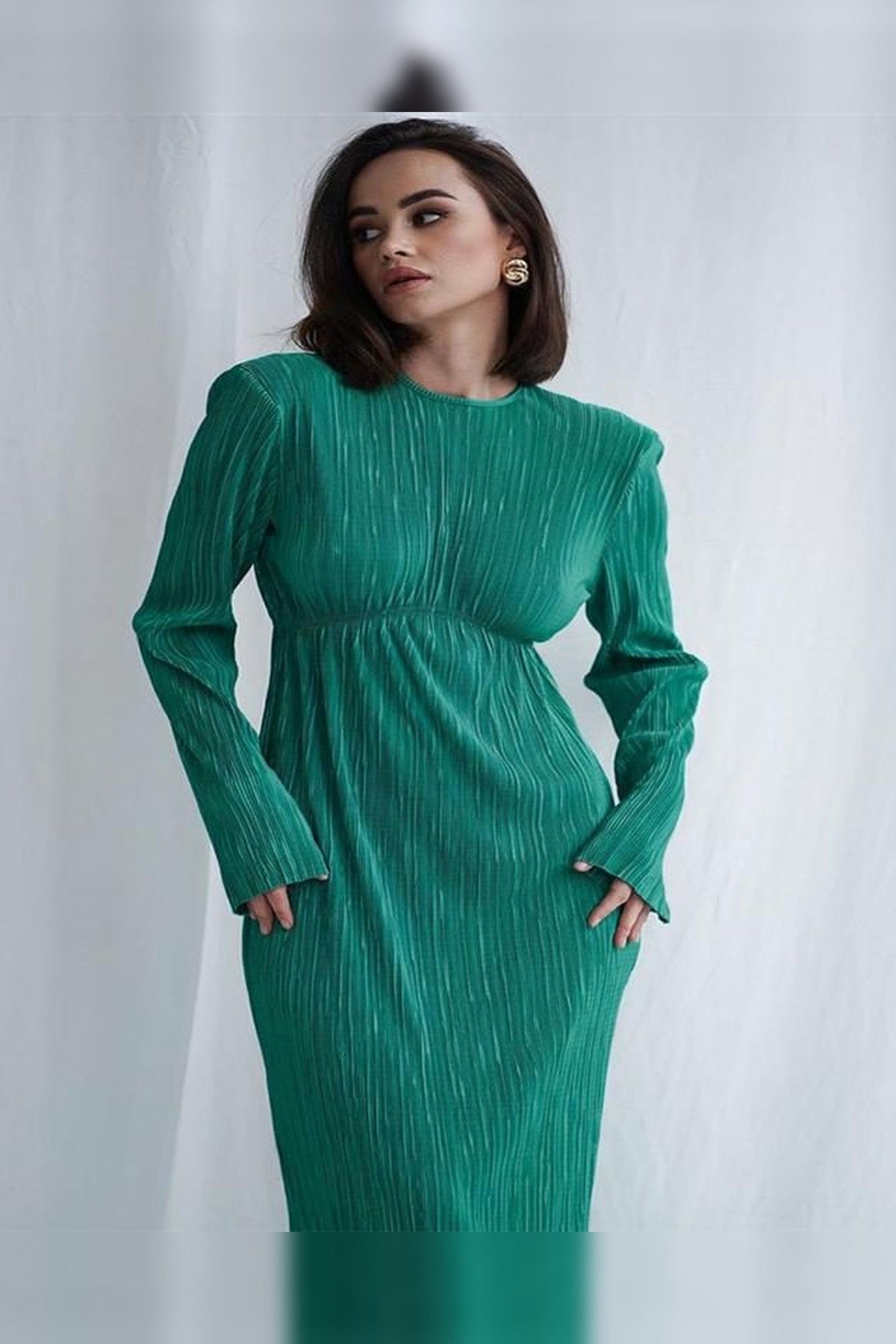 Maxi Dress Women - Ribbed Knit Maxi Dress with Crew Neckline