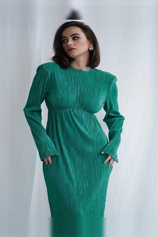 Maxi Dress Women - Ribbed Knit Maxi Dress with Crew Neckline