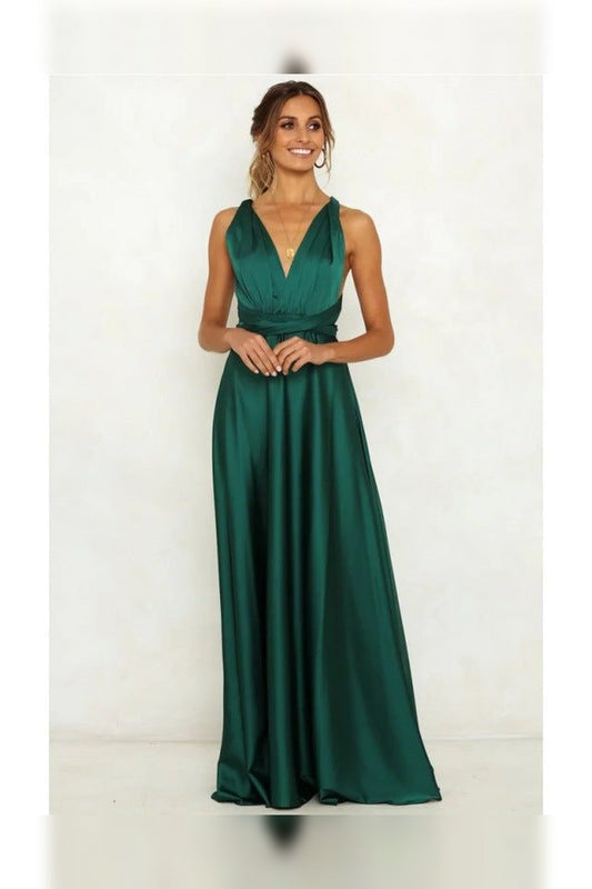 Maxi Dress Women - Sleeveless Wrap Maxi Dress with Tie Belt