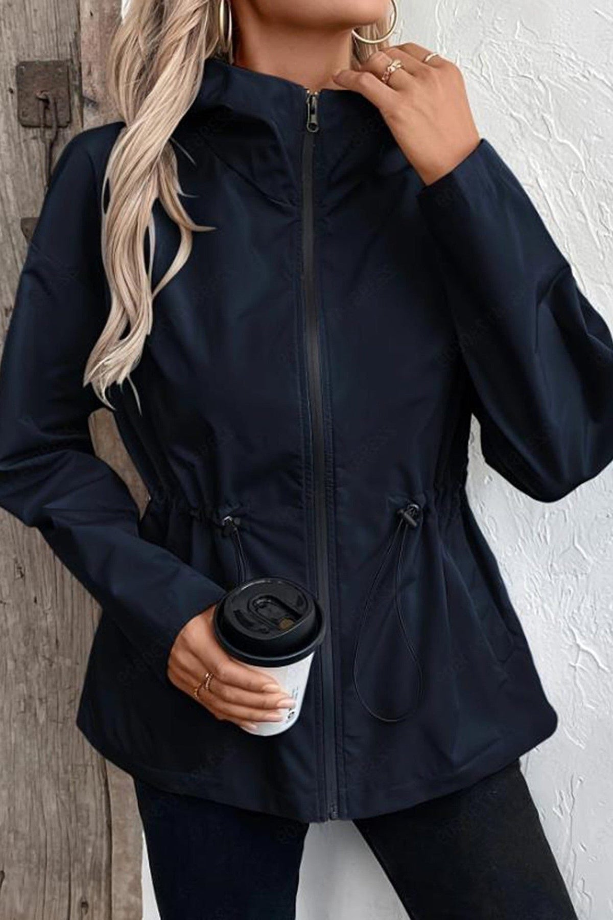 Raincoat Women - Hooded Raincoat with Adjustable Waist